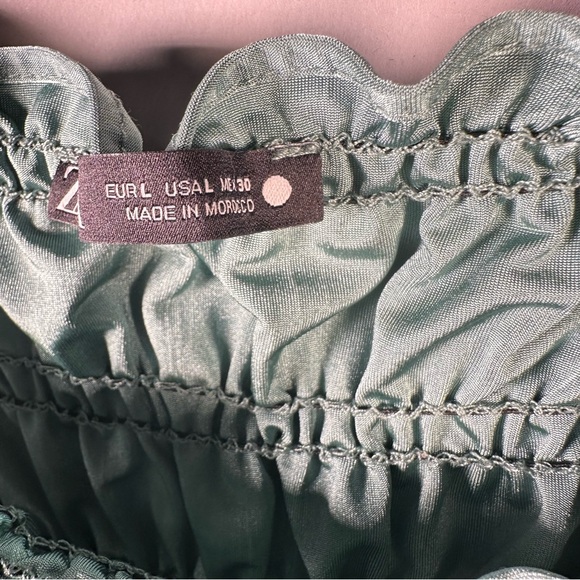Zara Ruffle Tube Top Tank Sea Green Size L - Picture 8 of 9